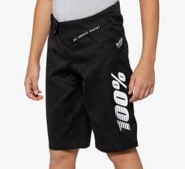 CYKLO ŠORTKY - 100% R-CORE YOUTH SHORTS 28 BLACK 40010-00003